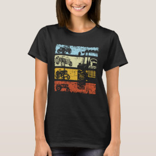 T-shirt Tracteur Rétro Fermier Tracteur Agricole Ferme Vin