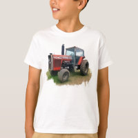 Tracteur rouge de Massey Ferguson dans le domaine