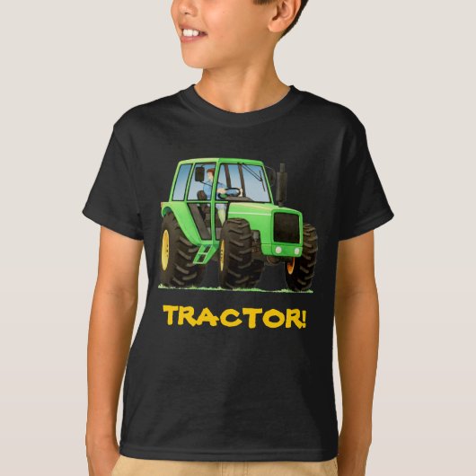 T-shirt Tracteur vert fait sur commande d'enfant (Devant)