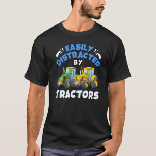 T-shirt Tracteur vert jaune agricole facilement distrait p
