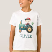 T-shirt Tracteur vert mignon pour garçons Personnalisé (Devant)