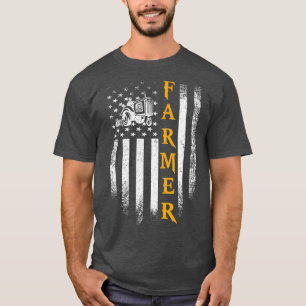 T-shirt Tracteur vintage Fermier Drapeau américain Agricu