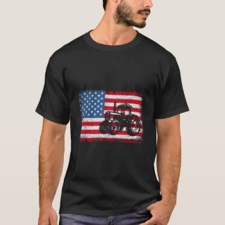 T-shirt Tracteurs agricoles Drapeau États-Unis Patriotique