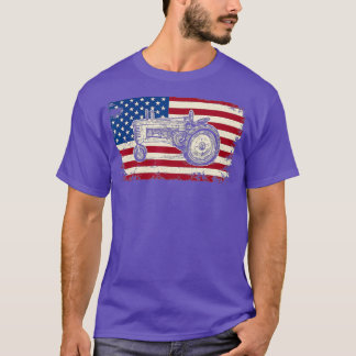 T-shirt Tracteurs Drapeaux américains Véhicules agricoles 