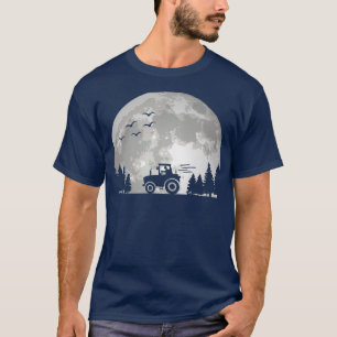 T-shirt Tractor Driver Farming Agriculture Moon Funny F