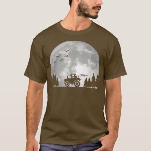 T-shirt Tractor Driver Farming Agriculture Moon Funny F