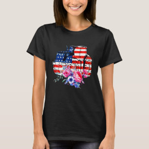 T-shirt Tractor Flower American Flag Farmer 4 juillet