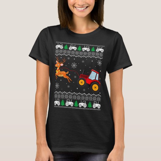 T-shirt Tractor Ugly Christmas Tree Holiday Funny Xmas Boy (Devant)