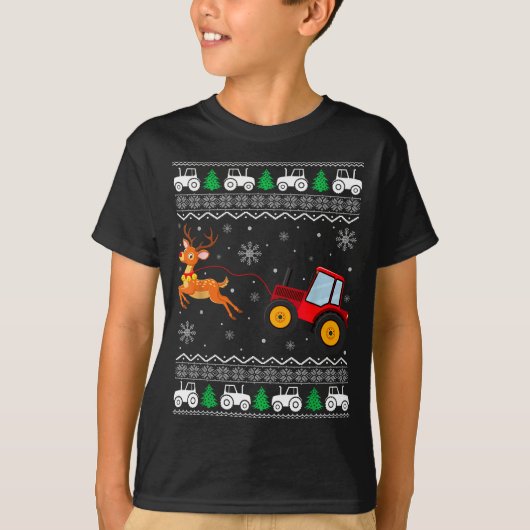 T-shirt Tractor Ugly Christmas Tree Holiday Funny Xmas Boy (Devant)