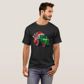 T-shirt Tractor with Trailer Candy Cane Santa Farm Farmer  (Devant entier)