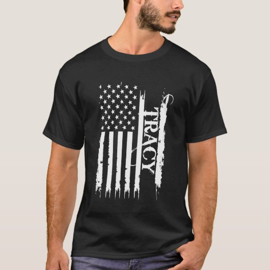 T-shirt Tracy États-Unis en détresse avec le drapeau améri (Devant)