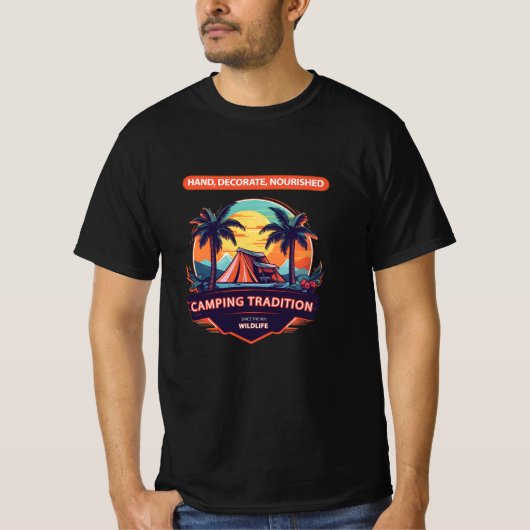 T-shirt Tradition du camping : Aventure au coucher du sole (Devant)