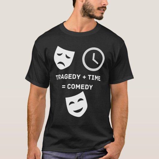 T-shirt Tragédie + Time Comedy Funny Theatre Drama Mas Ner (Devant)
