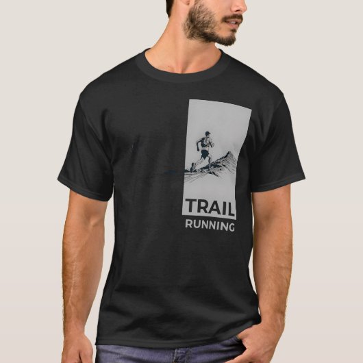 T-shirt Trail Running Draw Minimalist Runner Mountains (Devant)