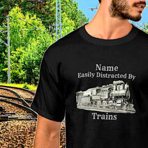 T-shirt Train À Vapeur vintage Facilement Distrait Par, Aj