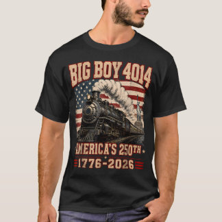 T-shirt Train Big Boy 4014 Drapeau américain Vintage 250 A