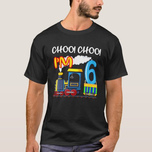 T-shirt Train Choo ! Choo ! J'ai 6 ans Garçons, Enfants 6E (Devant)
