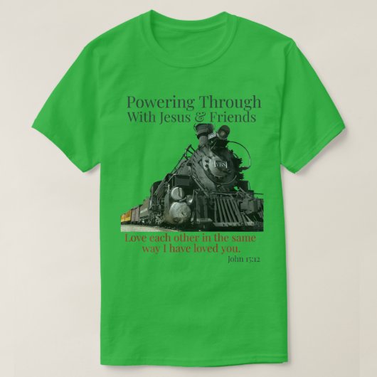 T-shirt Train De Chemin De Fer À Travers Jésus Jean 151 (Design devant)