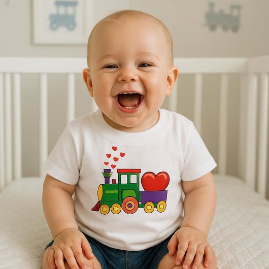 T-Shirt Train de la Saint-Valentin pour bébé garço
