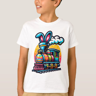 T-shirt Train de Lapin Chemin de Fer Œuf de Pâques Enfants