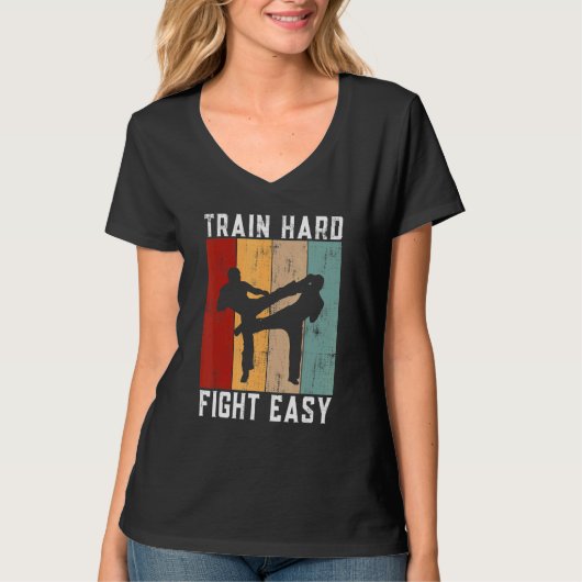 T-shirt Train Hard Fight Easy Kickboxing (Devant)