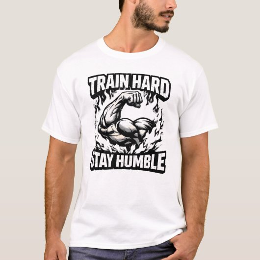 T-shirt Train Hard Stay Humble – Gym Mindset Balance Tee (Devant)