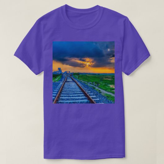 T-shirt Train Ligne Paysage Nature 1 (Design devant)