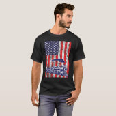 T-shirt Train Locomotive Engine Usa Drapeau Américain 4e D (Devant entier)