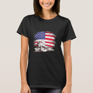 T-shirt Train Locomotive Engine Usa Drapeau Américain 4e D