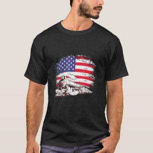 T-shirt Train Locomotive Engine Usa Drapeau Américain 4e D