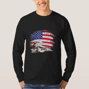 T-shirt Train Locomotive Engine Usa Drapeau Américain 4e D