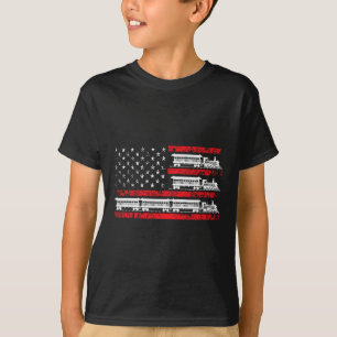 T-shirt Train Modèle Drapeau Patriotique Usa Locomotive Mo