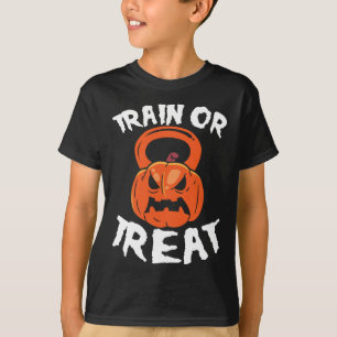 T-shirt Train ou traitement Halloween Kettlebell Poids de