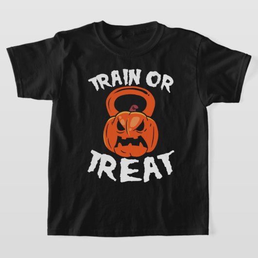 T-shirt Train ou traitement Halloween Kettlebell Poids de (Poser)