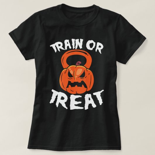 T-shirt Train ou traitement Halloween Kettlebell Poids de  (Design devant)