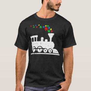 T-shirt Train Puzzle Piece Autism Awareness Cute Boys Kids