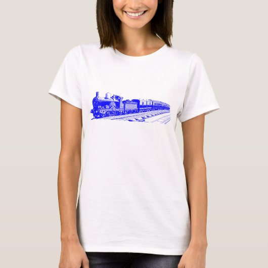 T-shirt Train vintage - Bleu (Devant)