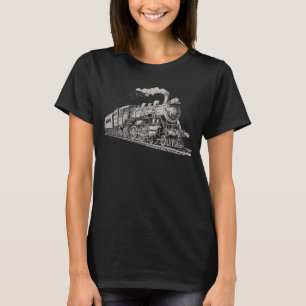 T-shirt Train Vintage Graphisme Croquis Retro Steam