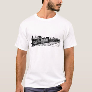 T-shirt Train vintage - noir