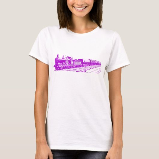 T-shirt Train vintage - Violet (Devant)