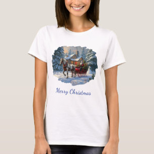 T-shirt Traîneau à un cheval de Noël de Santa
