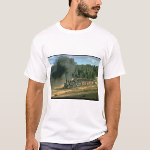 T-shirt Trains de rounds_Steam de fret de Rio Grande