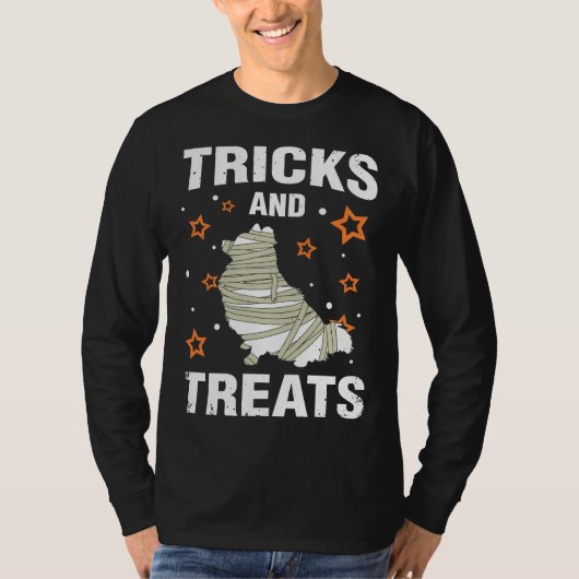 T-shirt Traite Amp Tricks Poméranien Halloween Costume mam (Devant)