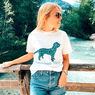 T-shirt Traits de Labradoodle Maman en vert aqua