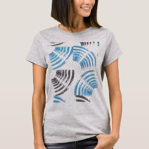 T-shirt Traits de pinceau abstraits bleus modernes, cool e