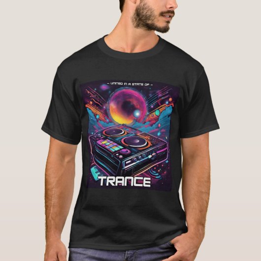 T-shirt Trance Music - DJ Deck Design - EDM - TECHNO - (Devant)