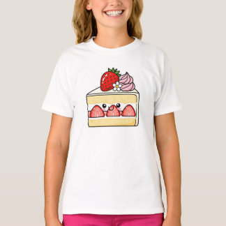 T-shirt Tranche de gâteau éponge aux fraises Kawaii
