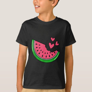 T-shirt Tranche de pastèque mignonne mordue avec des coeur