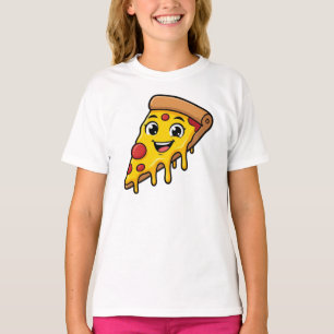 T-shirt Tranche de pizza drôle et heureuse avec fromage ex