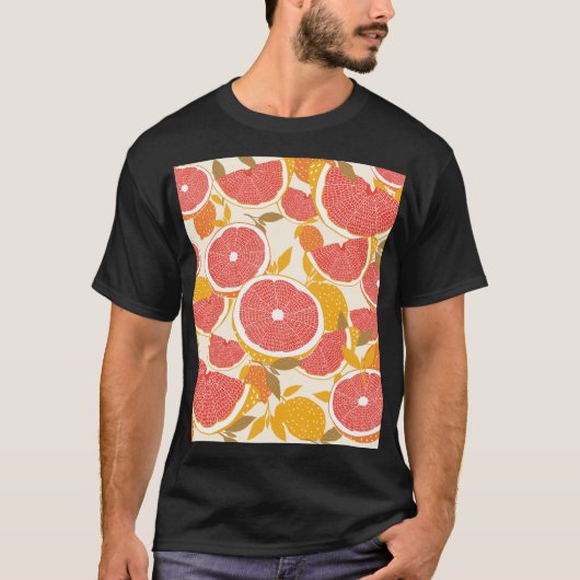 T-shirt Tranches de pamplemousse avec Feuilles (Devant)